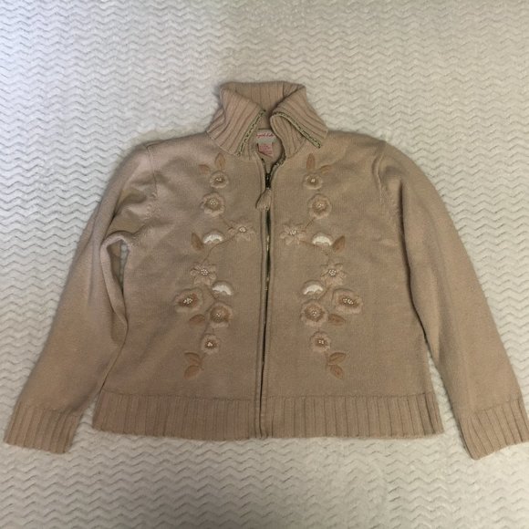 Vintage Crystal Kobe Zip Sweater Knit Cardigan - Size: XLarge - Picture 1 of 6